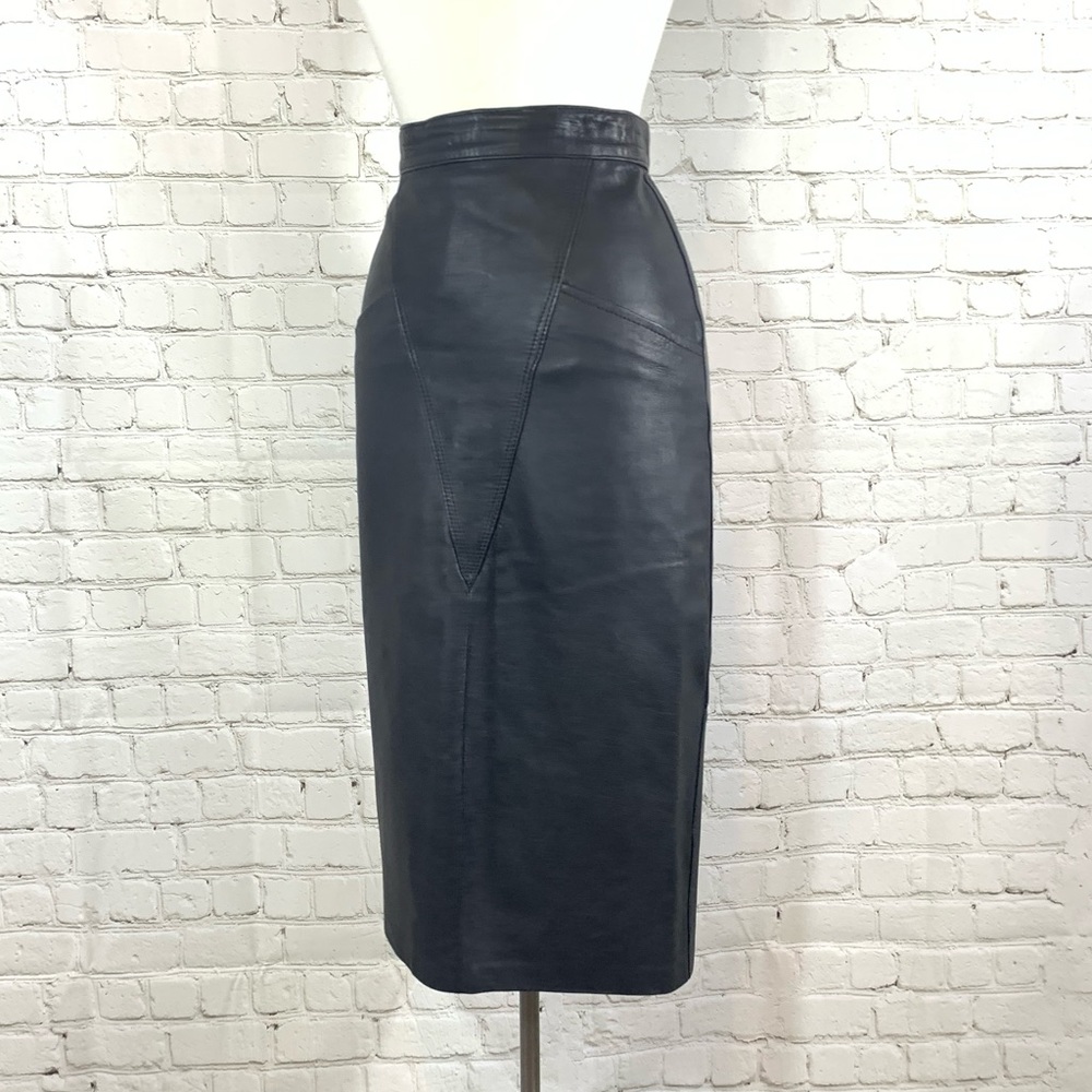Vera Pelle High Waist Leather Midi Skirt
